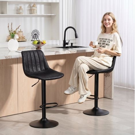 Sillas de bar retro regulables microfibra negro OKMYHOME (1/5)