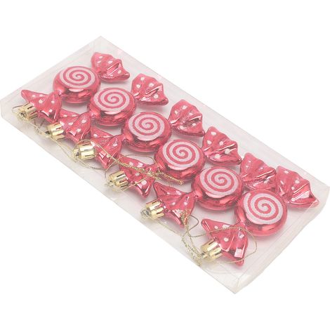 Stück Weihnachtssüßigkeiten-Anhänger, zarte Kunststoff-Hängeanhänger, Weihnachtsbaumschmuck für Girlanden und Geschenkverpackungen, Rot (1/5)