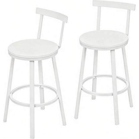 CHICFURN Sgabello da bar 51,5 x 51,5 x 89 cm bianco, schienale curvo, set da 2 per cucina (1/5)