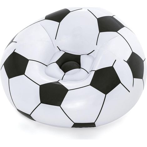 Pouf gonflable ballon de football blanc 1.12x66x1.14 m