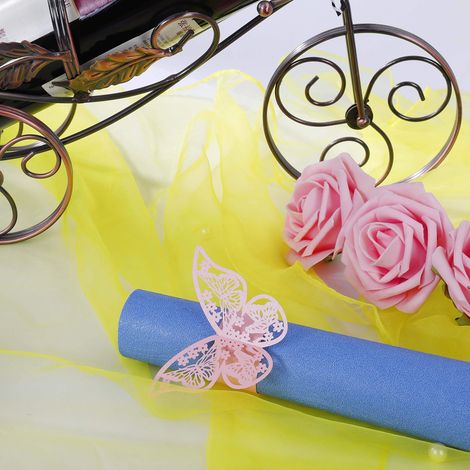 Anneau À Serviette Papier - Motif Papillon - Pour Décoration De Table Mariage Communion Anniversaire Noël - Lot De 50 Pièces (1/5)