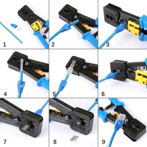 Pince à sertir RJ45 – Acier haute teneur en carbone – Poignées ergonomiques – Sertissage précis pour câbles Ethernet et téléphoniqu (1/5)
