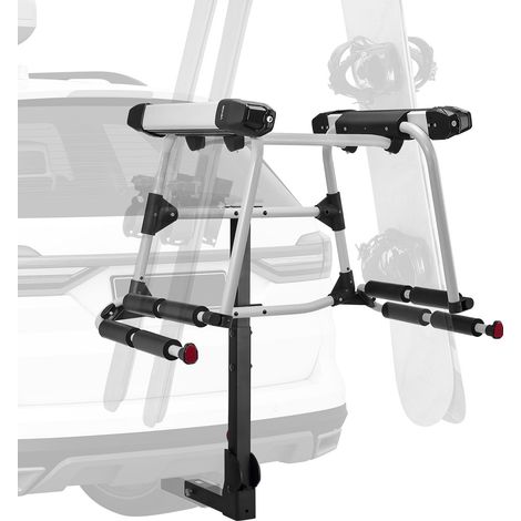 Porte-skis sur attelage, pour récepteur 5 cm, support pour planche à neige, capacité 6 paires de skis ou 4 planches, avec verrou, sangle de sécurité, accès inclinable, rembourrage en caoutchouc