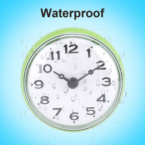 Horloge Murale - Étanche - Ventouse - Salle De Bain Cuisine - 7 x 4 cm - Vert (1/5)