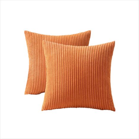 Lot de 2 Decorative Housse de Coussin en Velours Côtelé Canapé Taie d'oreiller Douce pour Maison Salon Chambre Lit Clic Clac 40x40 cm Orange (1/5)