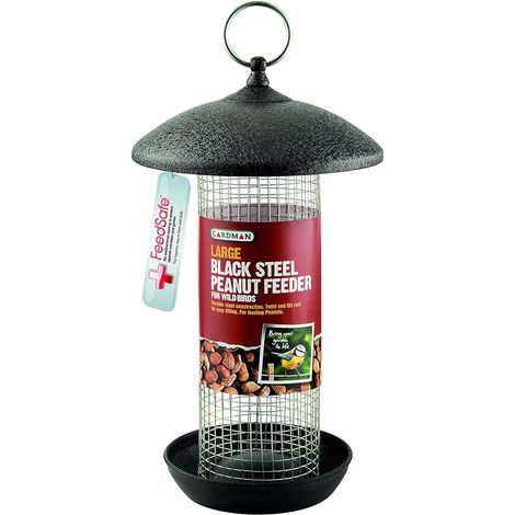 Black Steel Bird Feeder with Removable Lids and Biocidal Coating, 620g, Garden (1/4)