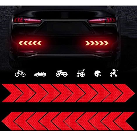 20 pegatinas reflectantes de alta intensidad para visibilidad nocturna en coches, de calidad diamante, impermeables, de seguridad y advertencia para cochecitos de bebé y motocicletas (rojo). (1/5)