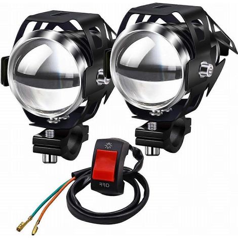 Phares additionnels pour moto, feux antibrouillard avant U5, projecteur LED 125 W 3000 lm avec interrupteur. (1/5)