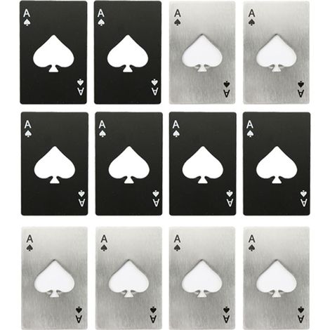 12 Stück tragbarer, pokerförmiger Flaschenöffner aus Edelstahl für Zuhause (1/5)