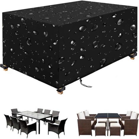 Housse Salon de Jardin 180x120x74cm/LxWxH Noir Bache de Protection Exterieur 420D Tissu Oxford Housse Salon de Jardin Exterieur, Housses pour Mobilier de Jardin Imperméable Anti-UV (1/5)