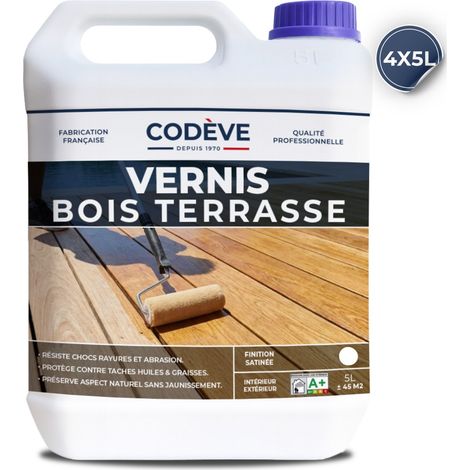 Vernis Bois Terrasse - 4x5 L - Codeve Bois - Pour La Protection De Votre Terrasse, Bord De Piscine Ou Caillebotis.