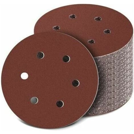 100pcs Abrasive Discs 40-800 Grit Size 150mm Sanding Disc Ideal for Sanding and Rust Removal (6 Polishing Holes) (1/4)