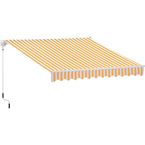 Store mural avec bras articulé et manivelle, structure robuste en aluminium et toile en polyester, 295 x 245 cm, orange