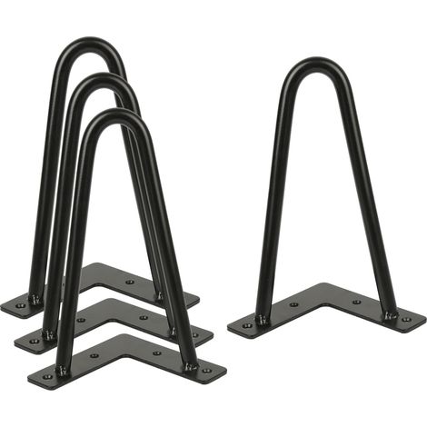 Aqrau Support de pied de table noir avec deux poteaux hauteur 20cm 4 pcs (diamètre du poteau 12mm)