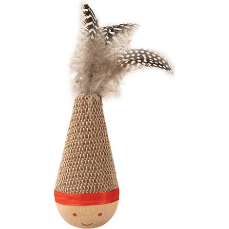 En bois Chat Jouets avec Plumes Sisal Chat Grifferer pour Intérieur Chats Solid Wood Base Tumbler Jouet Interactive Chat Jouet Relieves Boredom et Sharpens Claws (1/5)