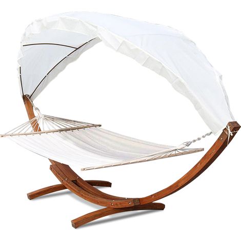 SWANEW Amaca con struttura in legno massello fino a 200 kg 210 x 150 cm Con baldacchino (1/5)