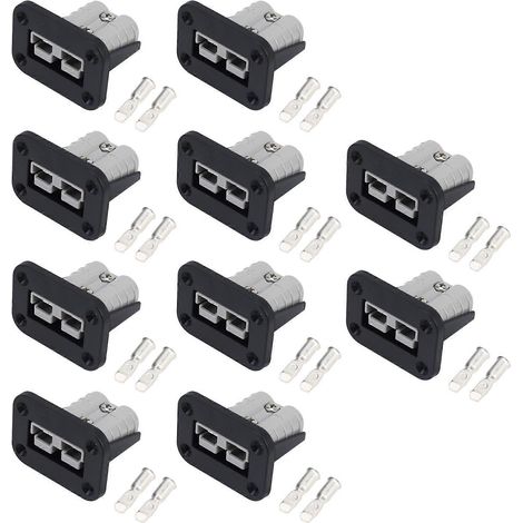 10 supports de montage encastrés pour prises Anderson 50 A, avec cache-panneau, pour caravanes, camping-cars, bateaux et camions. (1/5)