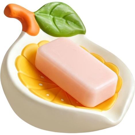 Porte-savon de salle de bain - résine - jaune - pour lavabo (1/5)