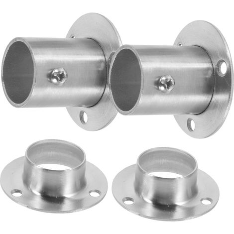 Supports de tringle à vêtements en acier inoxydable 304 25 mm, lot 4 pièces avec bases hautes et (1/5)