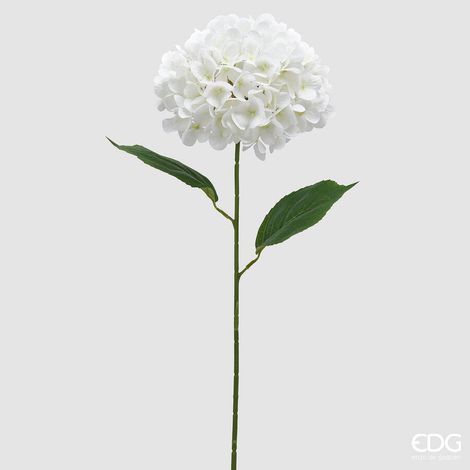 EDG Enzo De Gasperi Ortensia Ramo con Foglie H 70 Cm Pianta Artificiale Bianco