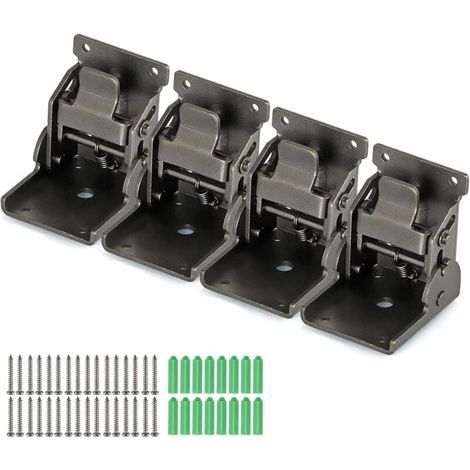 Soportes plegables de alta resistencia, bisagras autoblocantes de 90 grados para patas de mesa y estantes de pared, 150 kg cada uno, paquete de 4 (Negro azabache) (1/5)