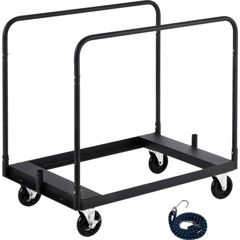 Chariot Porte-Placo, Capacité 816 kg, Acier avec Roulettes Pivotantes 12,5 mm, Rampes Latérales et Sangle, pour Atelier, Entrepôt, Garage (1/5)