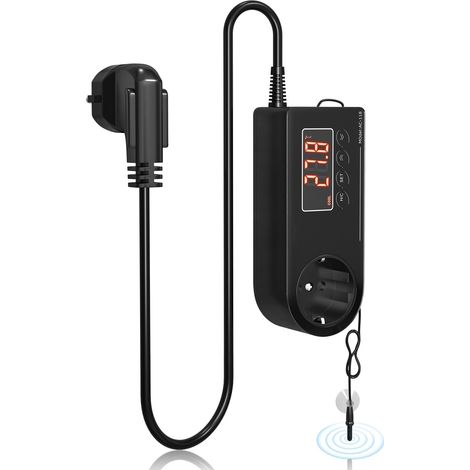 Spina termostato per terrario 220V, spina UE, presa termostato con sonda, spina di controllo della temperatura per serra, rettili, acquario, incubatrice, ecc. (1 pezzo)