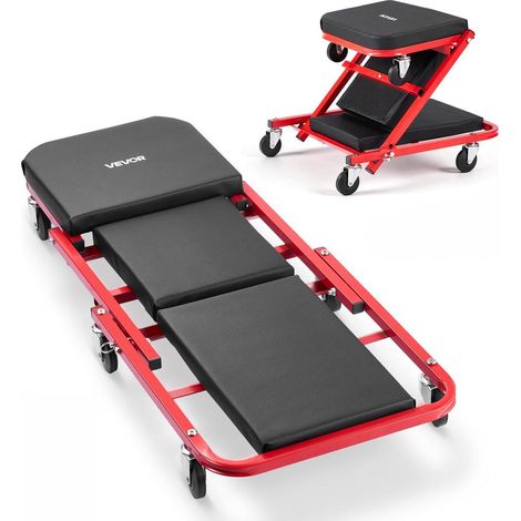Chariot de Visite Pliable 2 en 1 Tabouret Atelier Mécanique 204 kg Acier Carbone 1010x420x130 mm KZ-C02-2 (1/5)
