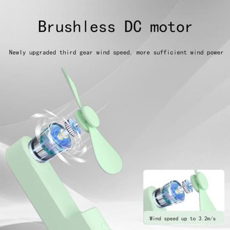 Nouveau petit ventilateur portatif créatif mini trois vitesses réglable couleur unie charge petit ventilateur,Vert (1/3)