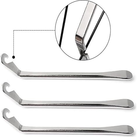 Set mit 5 Fahrradreifenhebern aus Edelstahl, Reifenhebern, Reifenhebern, Eisen-Wechselwerkzeug, Reifendemontagewerkzeug für Fahrradschlauchreparaturen (1/4)