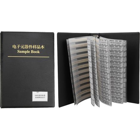Condensateurs série 0402, 80 valeurs, composants électroniques, kits assortis, livre d'échantillons, noir (1/5)