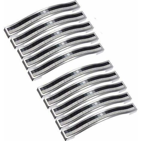 Lot de 10 poignées de placard en cristal brillant avec strass -Poignées de Meuble noir poignee de meuble cuisine Entraxe 96mm (1/5)