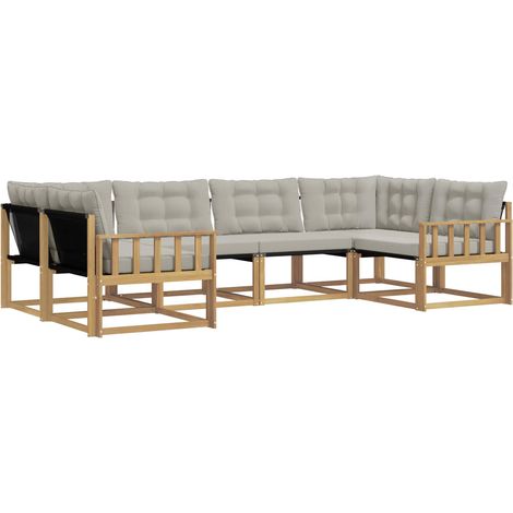 Set di divani da esterno 6 pcs Bianco e Grigio Chiaro vidaXL