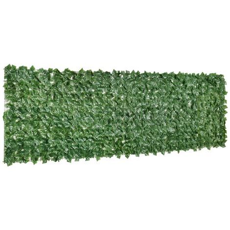 Brise-vue artificiel Outsunny, haie verte anti-UV, écran d'intimité pour balcon, treillis de clôture à feuillage, haie en faux pour jardin, mariage, 300 x 100 cm (1/5)