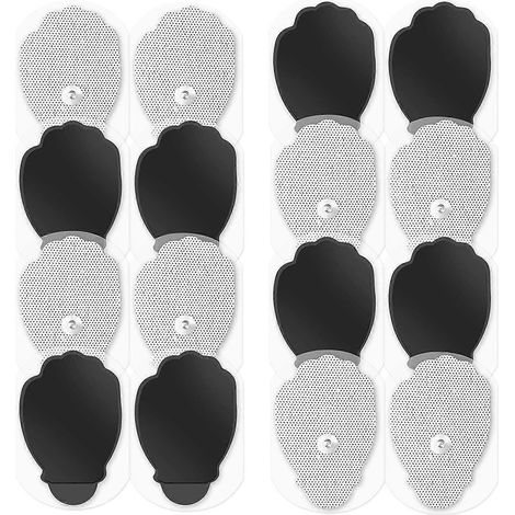 Électrodes Easy@home pour appareil TENS : 16 électrodes adhésives réutilisables 2x3 cm, de rechange pour masseur électronique à impulsions TENS en forme de main. (1/4)