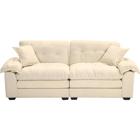 Divano 2 posti in ciniglia beige 214 cm con cuscini a doppio strato e molle insacchettate (1/5)