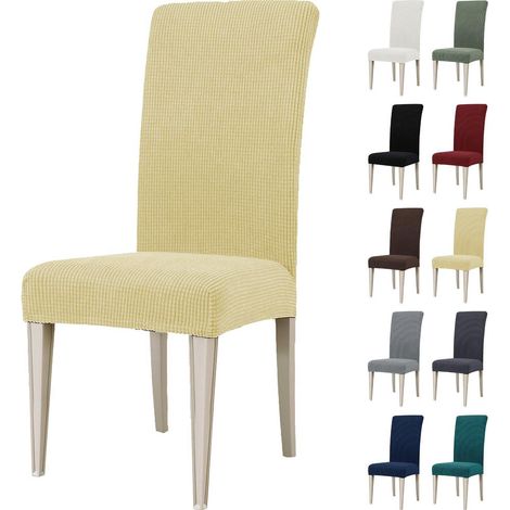 Stuhlhussen 2er Set, Stretch & Waschbar, Universalbezug für Esszimmerstühle, Beige (1/5)
