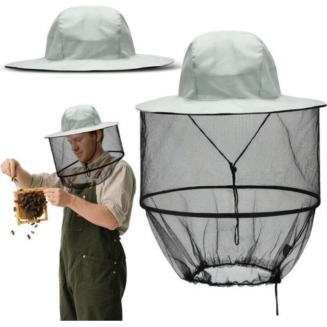 Chapeau d'apiculteur avec voile, gris, avec moustiquaire, pour le camping, la randonnée, la pêche et le jardinage. (1/4)