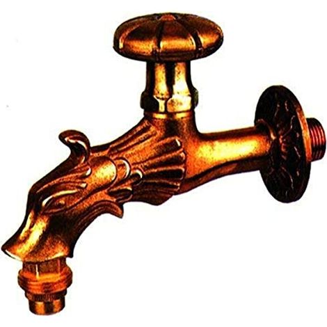 Rubinetto Artistico In Ottone A Vitone Oro Anticato attacco M 1/2" (1/2)