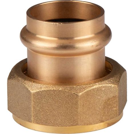 Kupfer Pressfitting Übergangsverschraubung aus Rotguss 28 mm - 1 1/4" IG (Überwurf) flachdichtend V+M-Kontur DVGW