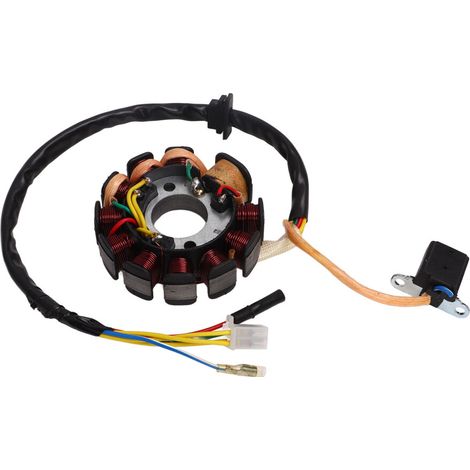 El mazo de cables aplicable al conector incluye: 3 cables amarillos, 1 cable verde que se conecta al conjunto del magneto del estator y dos cables adicionales, rojo/negro y azul/blanco, para la bobina