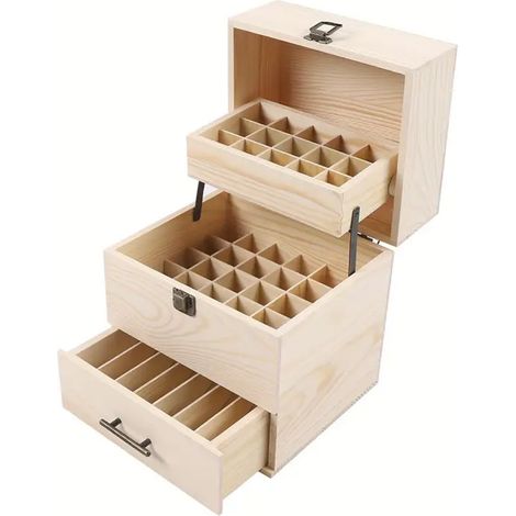 Une boîte en bois 3 couches pour le stockage d'huile essentielle, 59 compartiments boîte de stockage d'huile essentielle, 10, 15 (1/5)