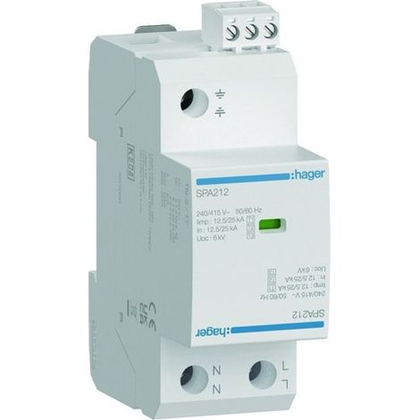 Parafoudre T1+T2+T3 2P 12.5kA TNS/TT - HAGER SPA212