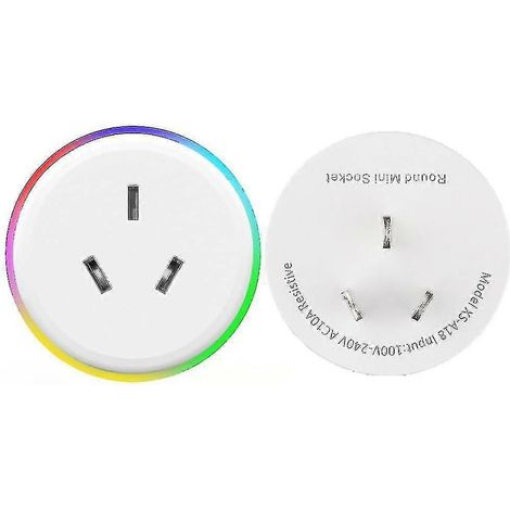 Prise connectée intelligente, prise Wi-Fi 2,4 GHz avec éclairage LED RGB, télécommande sans fil via l'application Smart Life/tuya, compatible avec Alexa et Google Home. (1/4)