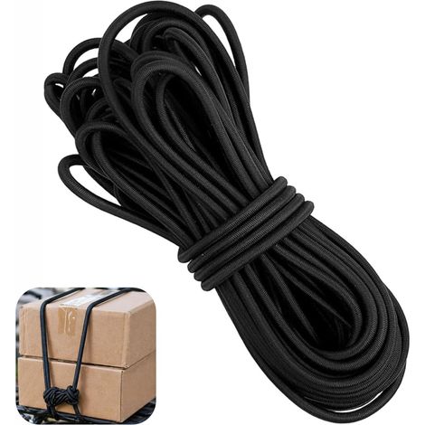10 m x 4 mm Sandow Noir — Corde Élastique Renforcée pour Bâche et Remorque, Cordon Élastique Polyvalent, Corde d'Extension pour Camping, Sandow pour Bâche Remorque, Elastique bache remorque (1/5)