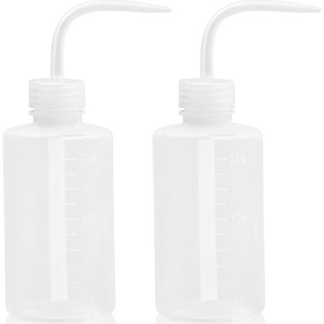 2Pcs 250ML Watering Can, Plastic Washing Bottle, Squeeze Watering Bottle with Narrow Pipette, Squeeze Bottle, Squeezable Bottle for Laboratory Garden Plant Tattoo (1/5)
