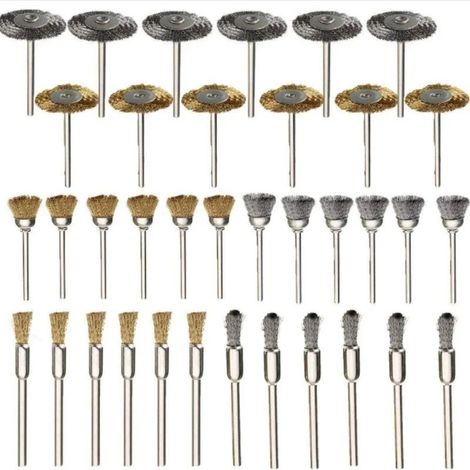 Brosse en laiton, 36 pièces, roues en fil d'acier, brosses, perceuse, outils rotatifs, polissage, outils rotatifs Dremel (1/5)