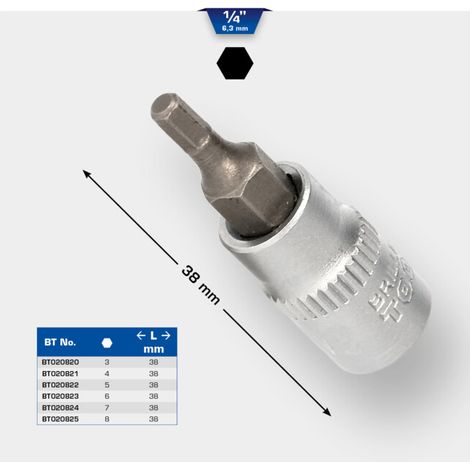 BRILLIANT TOOLS Douille d'embout hexagonal intérieur 1/4" 5 mm - BT020822 (1/5)