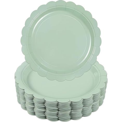 30 Pièces Vert Sauge Assiette pour Fête Anniversaire, 23cm/9in Assiettes de Fête en Papier, Vert Sauge Papier Assiette Dessert, Assiettes Carton Jetable, Décoration pour Mariage, Jardin (1/5)