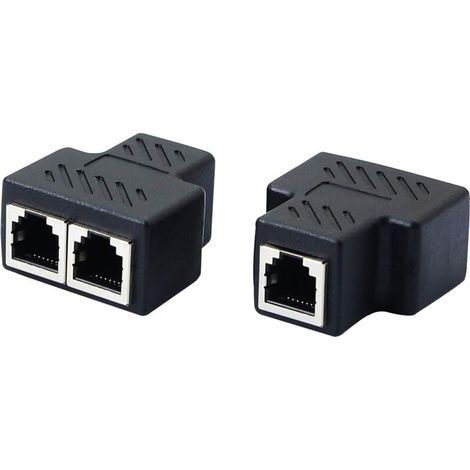 Répartiteur de prise téléphonique RJ11 femelle vers 2 femelles 6P6C coupleur en ligne adaptateur d'extension de téléphone pour télécopieur fixe (1 à 2) 2pcs (1/4)